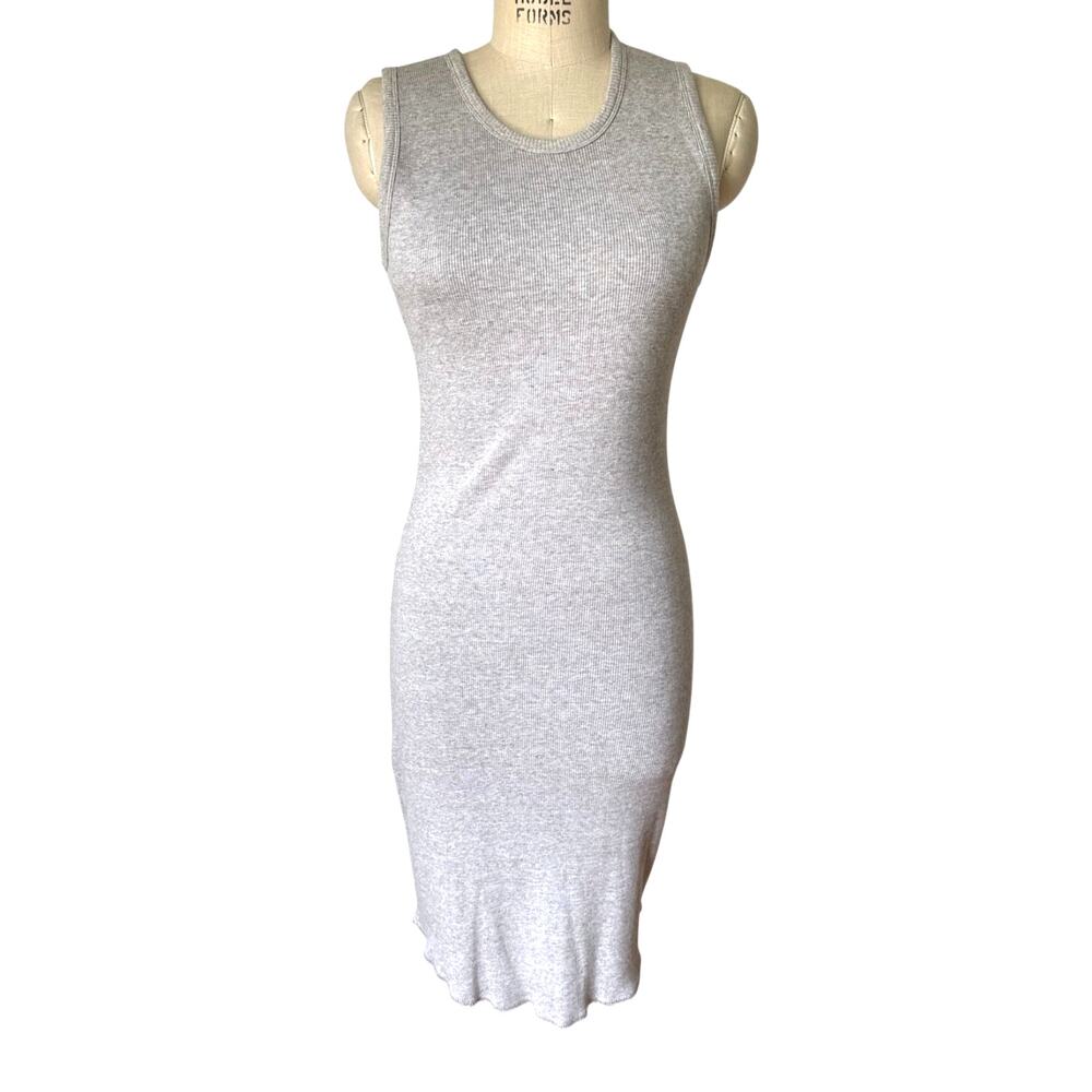 Community Ribbed Sleeveless Dress in Gray Size Medium Minimal Basic